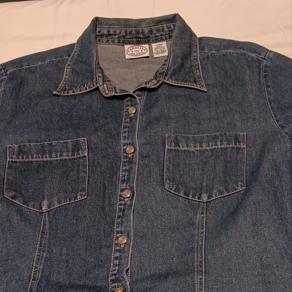 Carolina Blues Denim Jacket/Top. Womens Sz L.